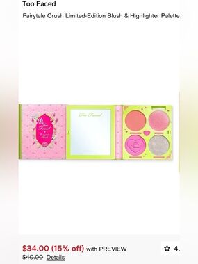 Too Faced Fairytale Crush Blush & Highlighter Palette